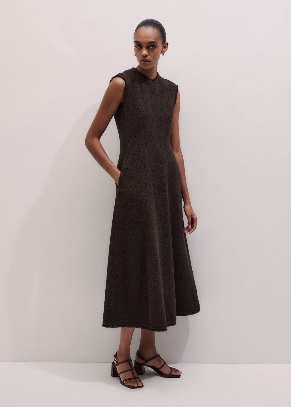 Brown Desk-To-Dinner Fit And Flare Maxi Dress meandem