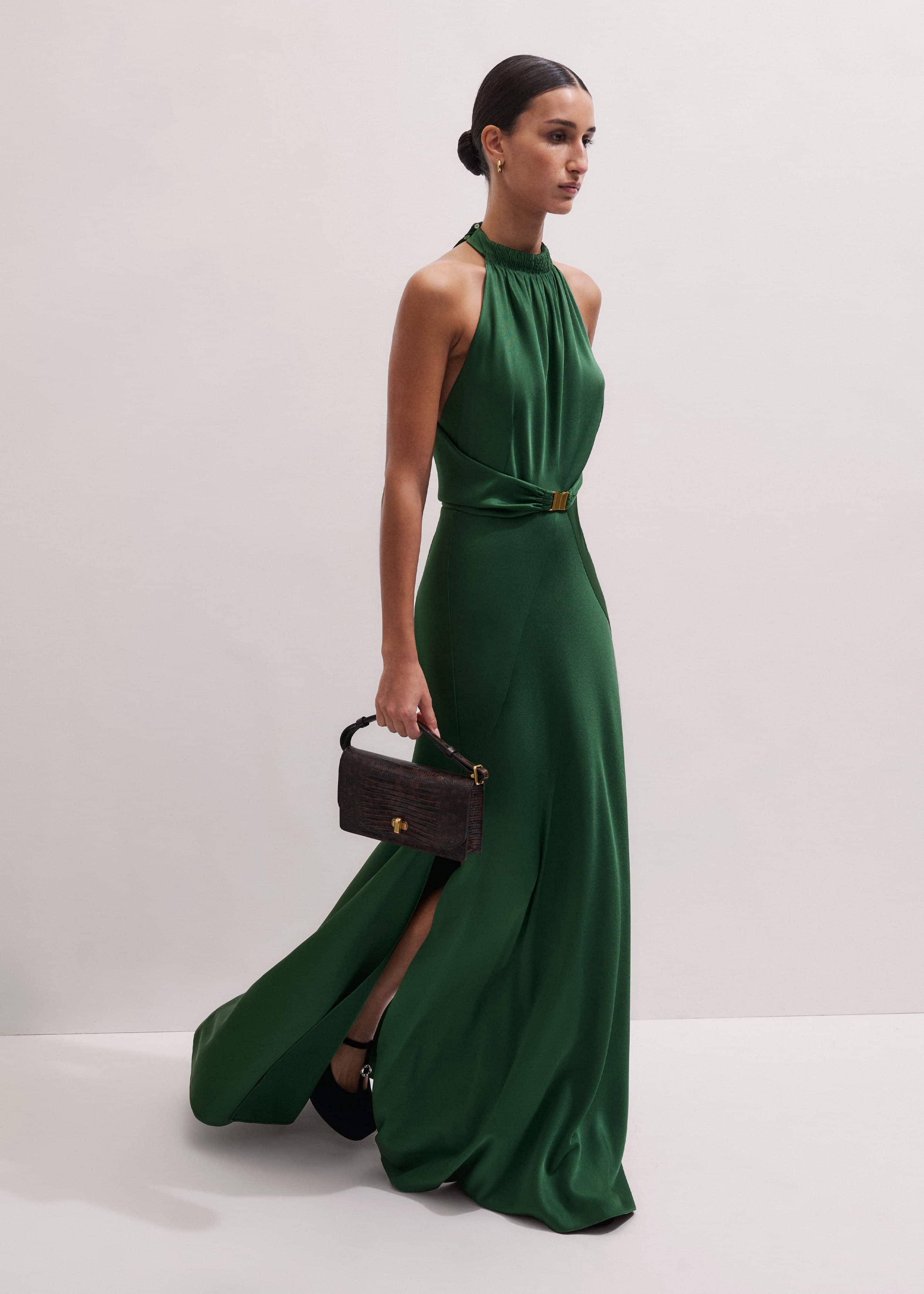 Green Beautifully Draped Full-Length Dress meandem