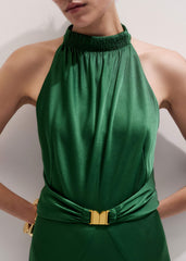 Green Beautifully Draped Full-Length Dress meandem