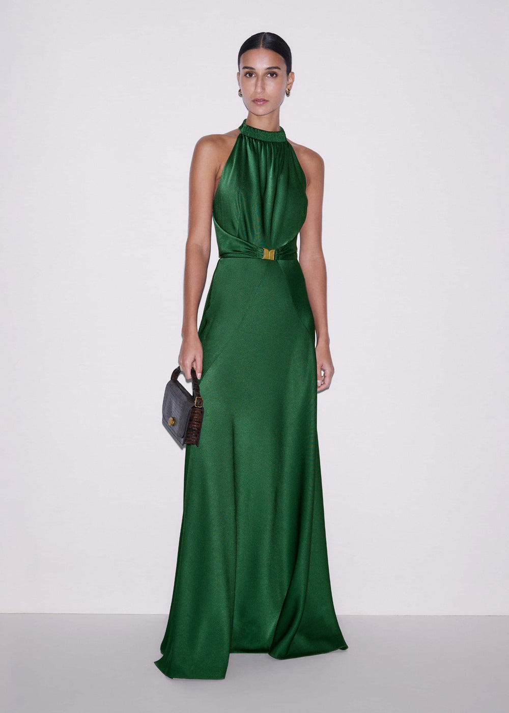 Green Beautifully Draped Full-Length Dress meandem