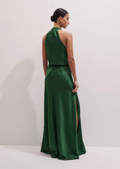 Green Beautifully Draped Full-Length Dress meandem