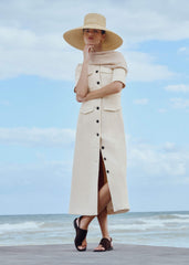 Cream Button Front Maxi Dress meandem