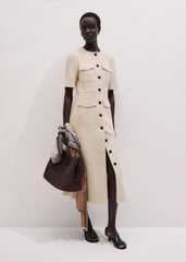 Cream Button Front Maxi Dress meandem