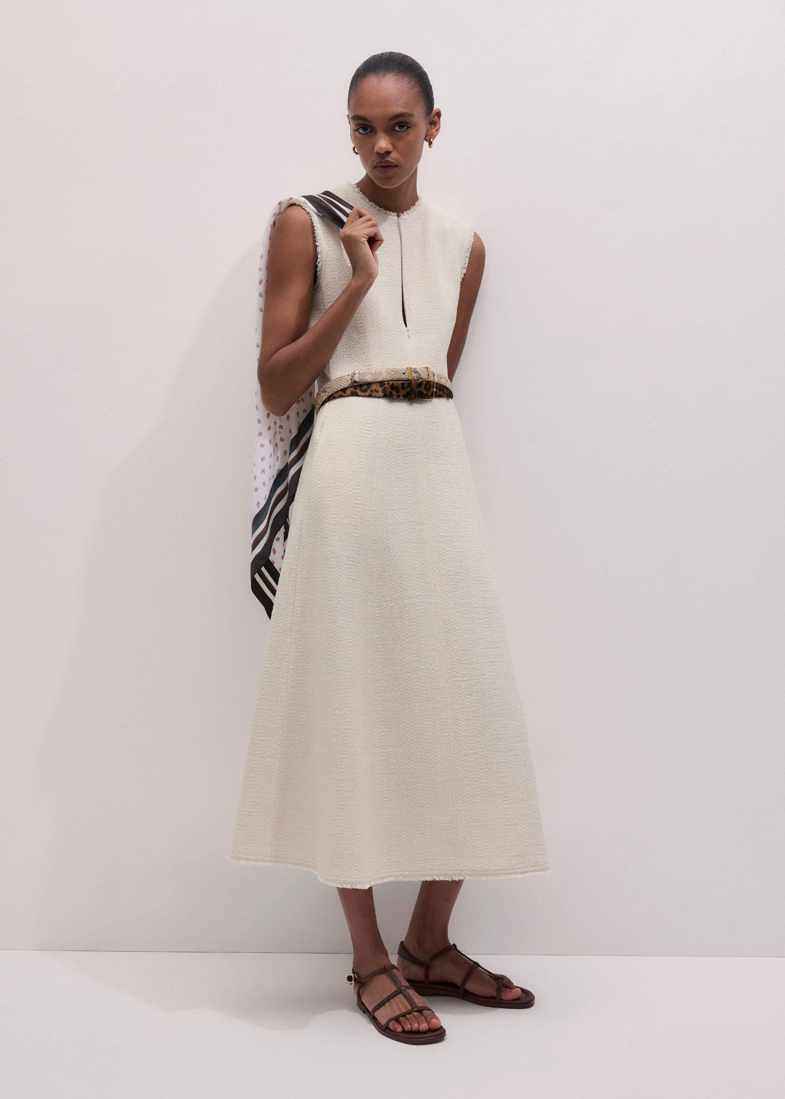 Cream Desk-To-Dinner Fit And Flare Maxi Dress meandem