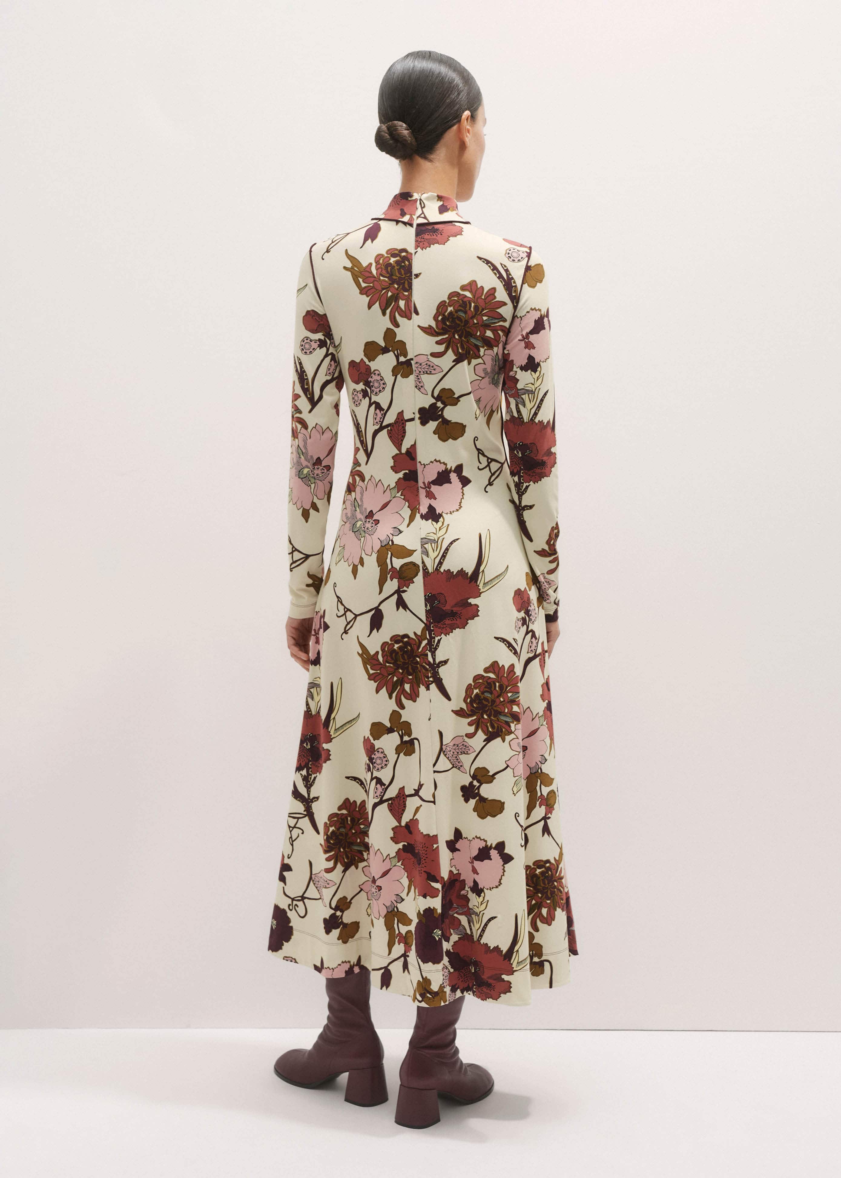 Cream High Neck Jersey Maxi Dress meandem
