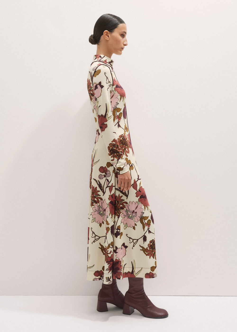 Cream High Neck Jersey Maxi Dress meandem