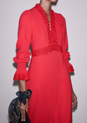 Red Fit + Flare Lace Detail Maxi Dress meandem