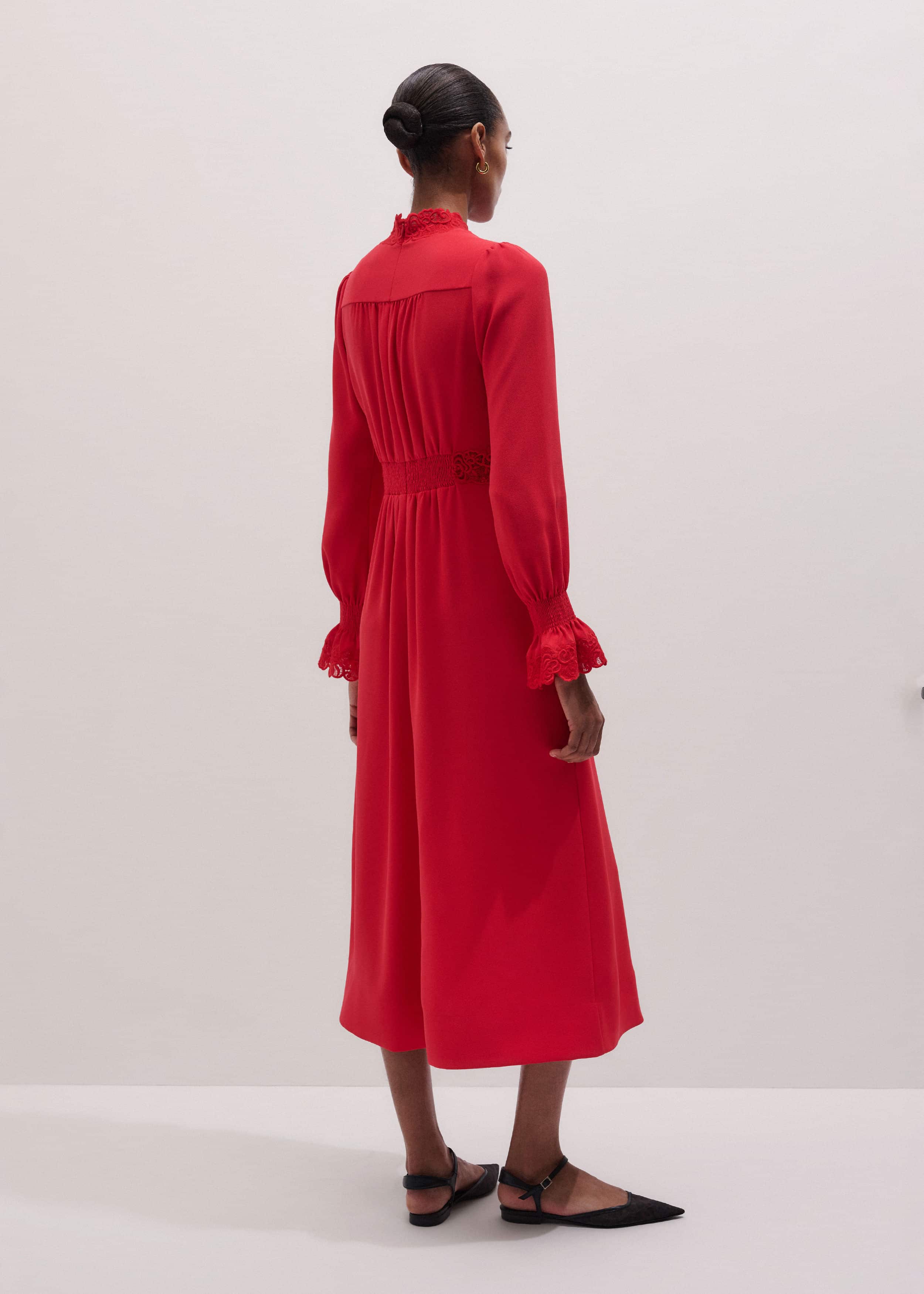Red Fit + Flare Lace Detail Maxi Dress meandem