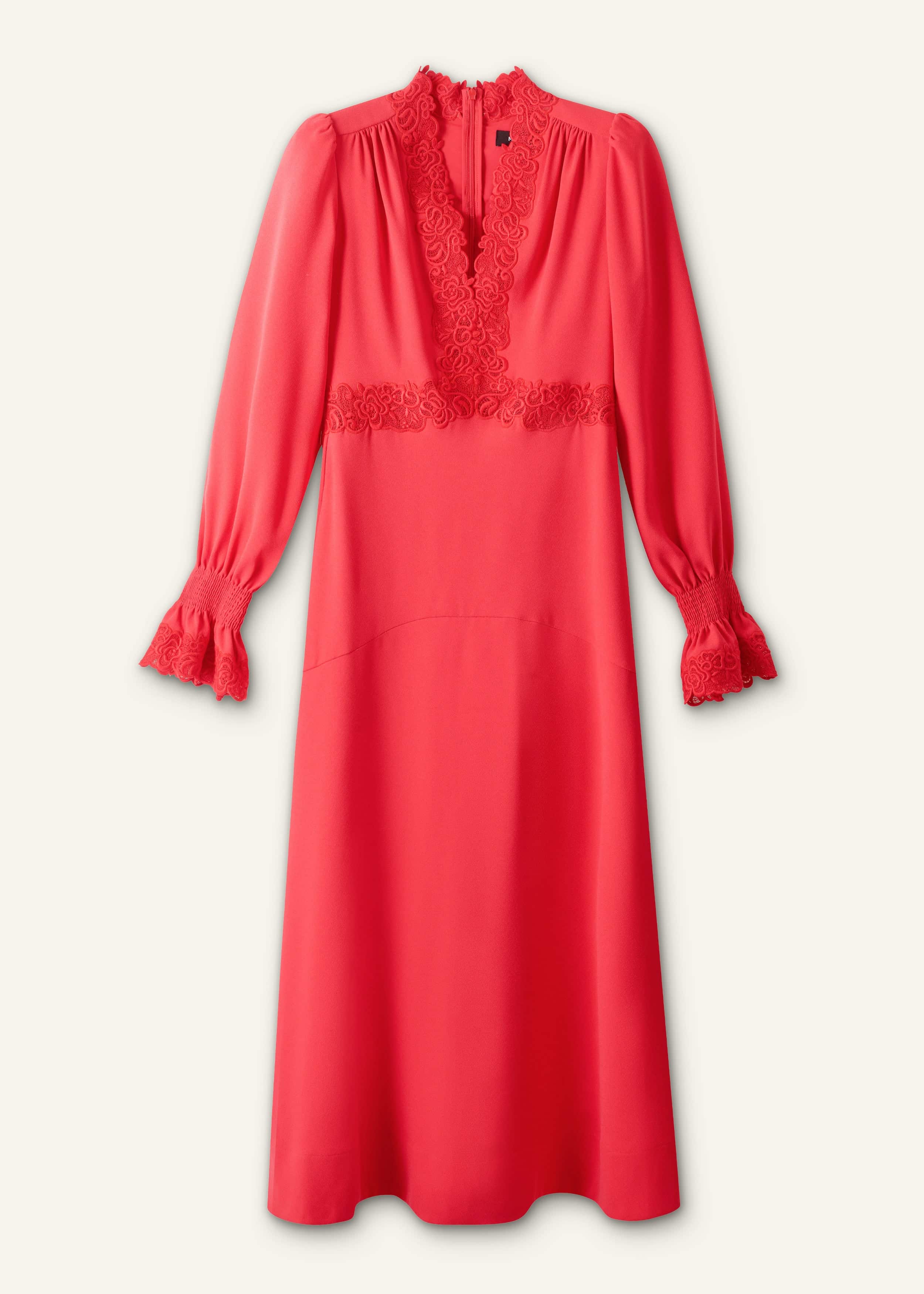 Red Fit + Flare Lace Detail Maxi Dress meandem