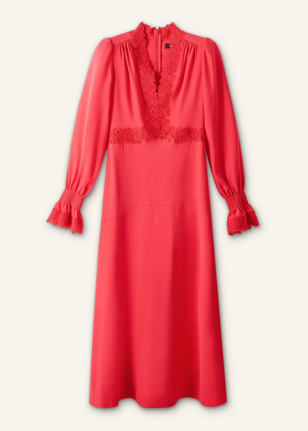 Red Fit + Flare Lace Detail Maxi Dress meandem