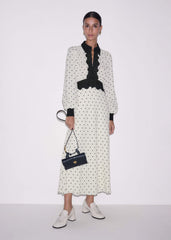 Cream Winter Polka Dot Lace Trim Maxi Dress meandem