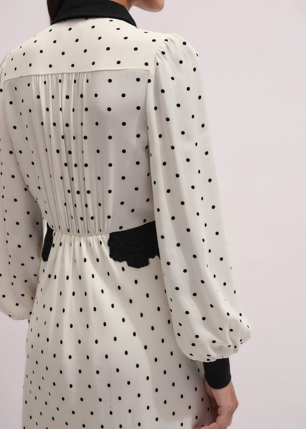 Cream Winter Polka Dot Lace Trim Maxi Dress meandem