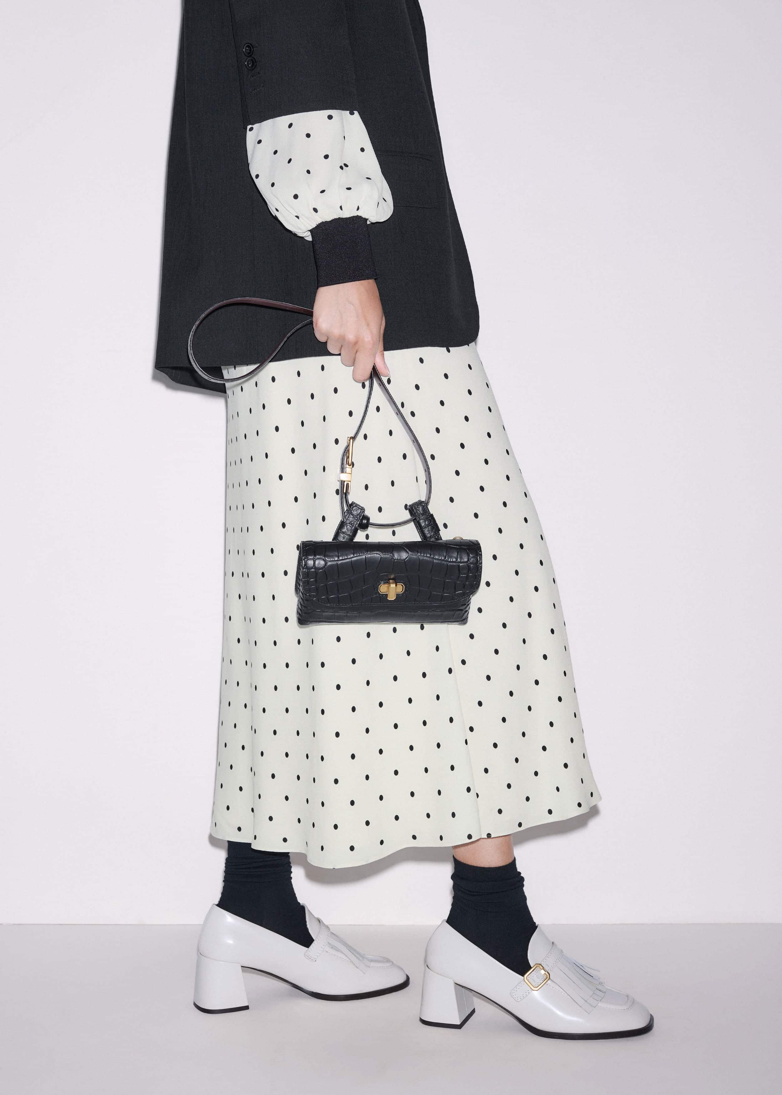 Cream Winter Polka Dot Lace Trim Maxi Dress meandem