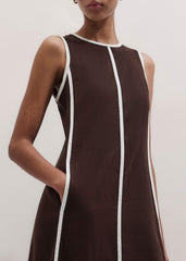 Brown Crease-Less Linen Effortless Maxi Dress meandem