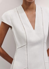 White Crease-Less Linen Embroidered Maxi Dress meandem