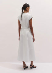 White Crease-Less Linen Embroidered Maxi Dress meandem