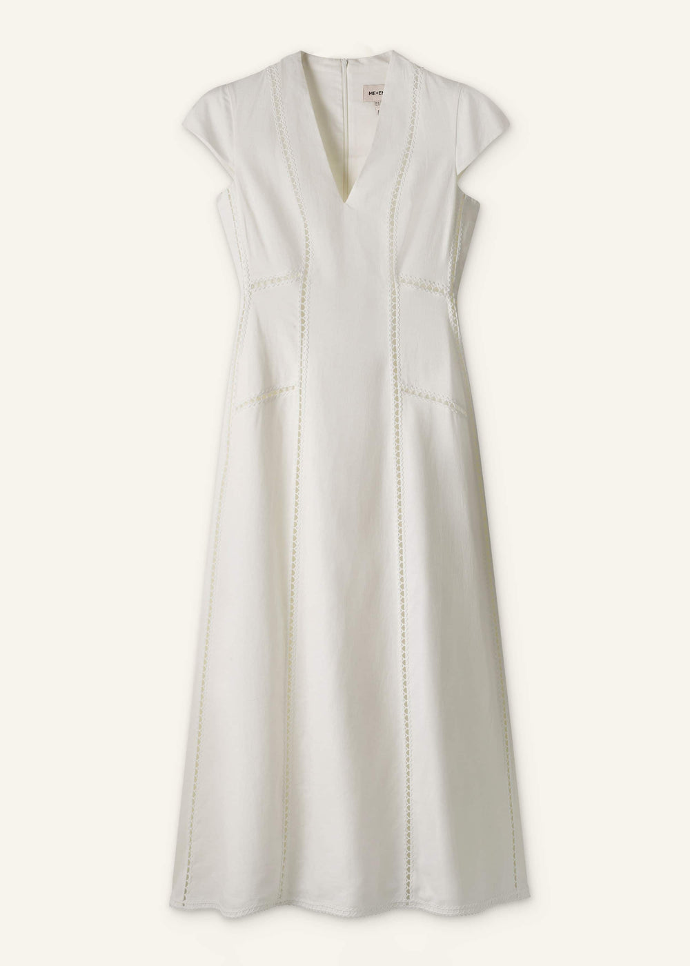 White Crease-Less Linen Embroidered Maxi Dress meandem