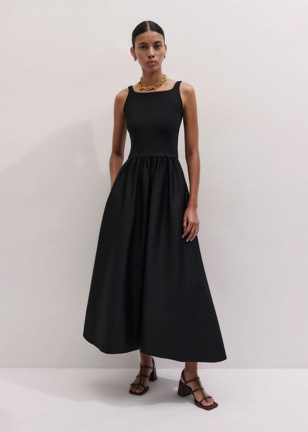 Black Fit + Flare Maxi Dress meandem