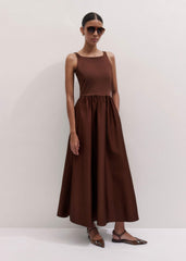 Cinnamon Brown Fit + Flare Maxi Dress meandem