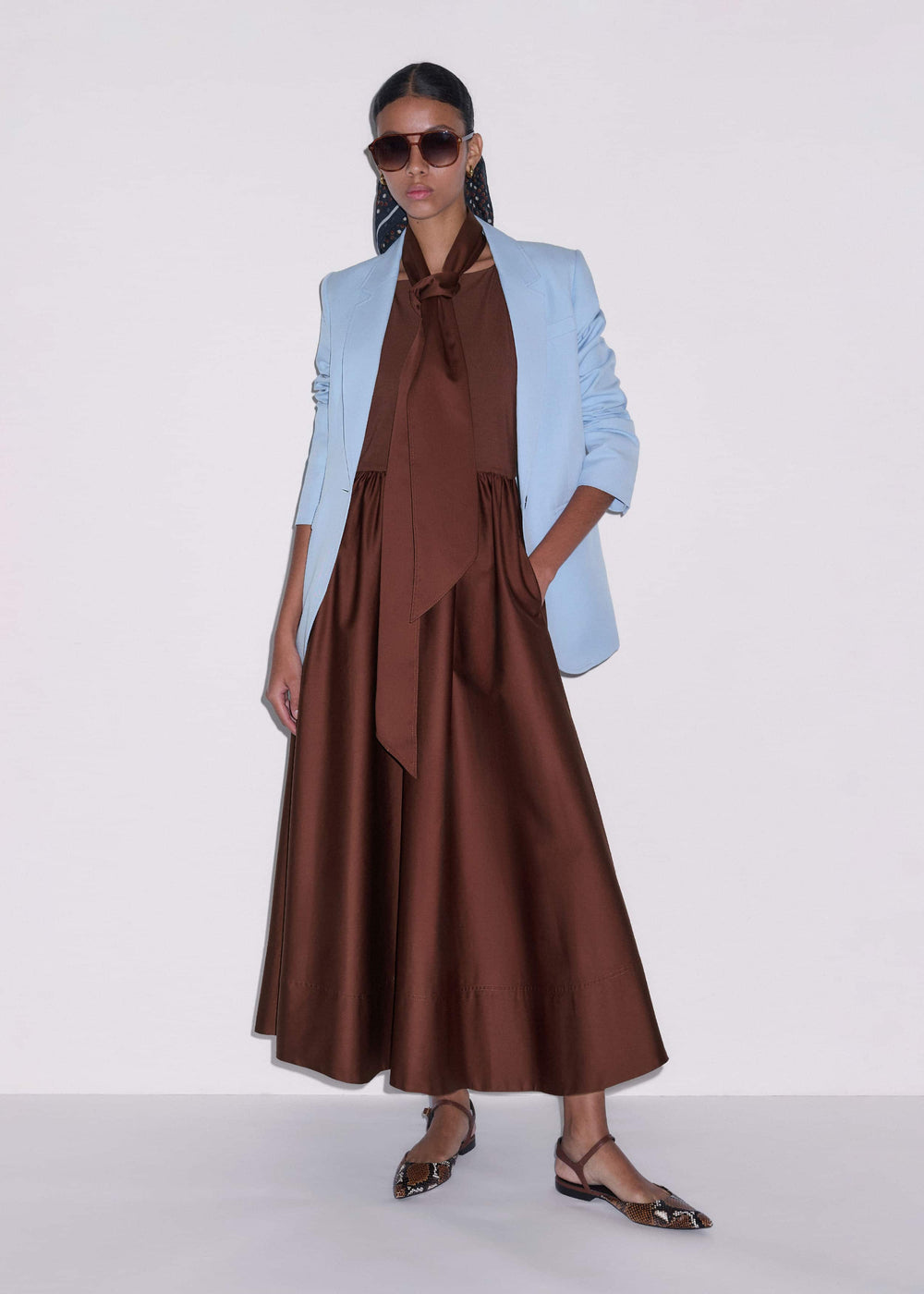 Cinnamon Brown Fit + Flare Maxi Dress meandem