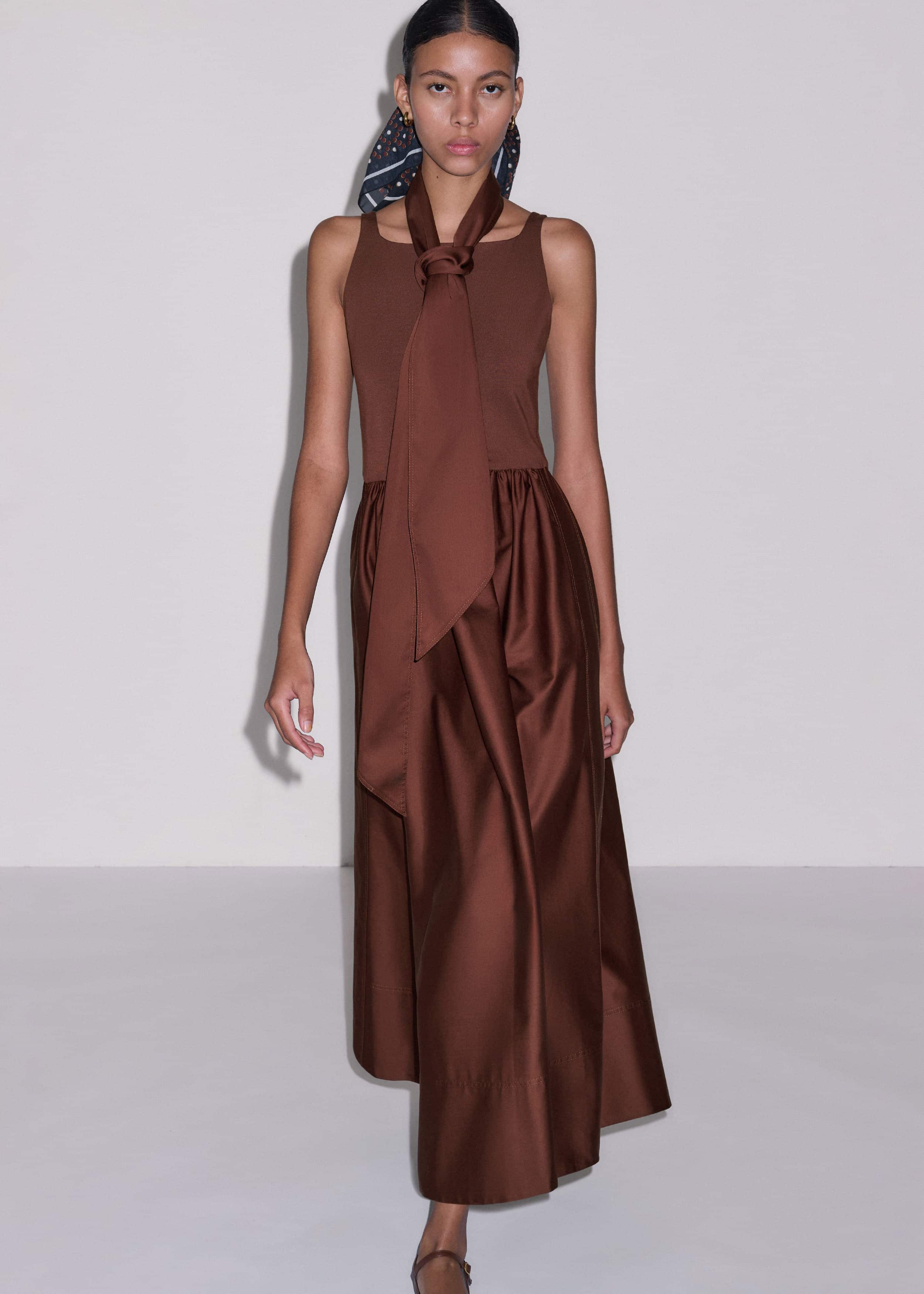 Cinnamon Brown Fit + Flare Maxi Dress meandem