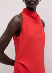 Red Draped Full Length Dress meandem