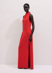 Red Draped Full Length Dress meandem