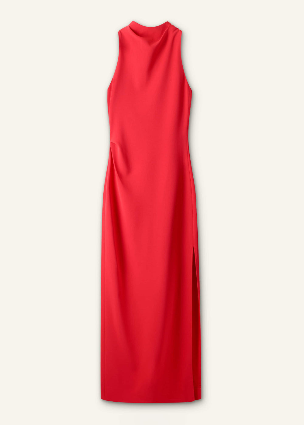 Red Draped Full Length Dress meandem
