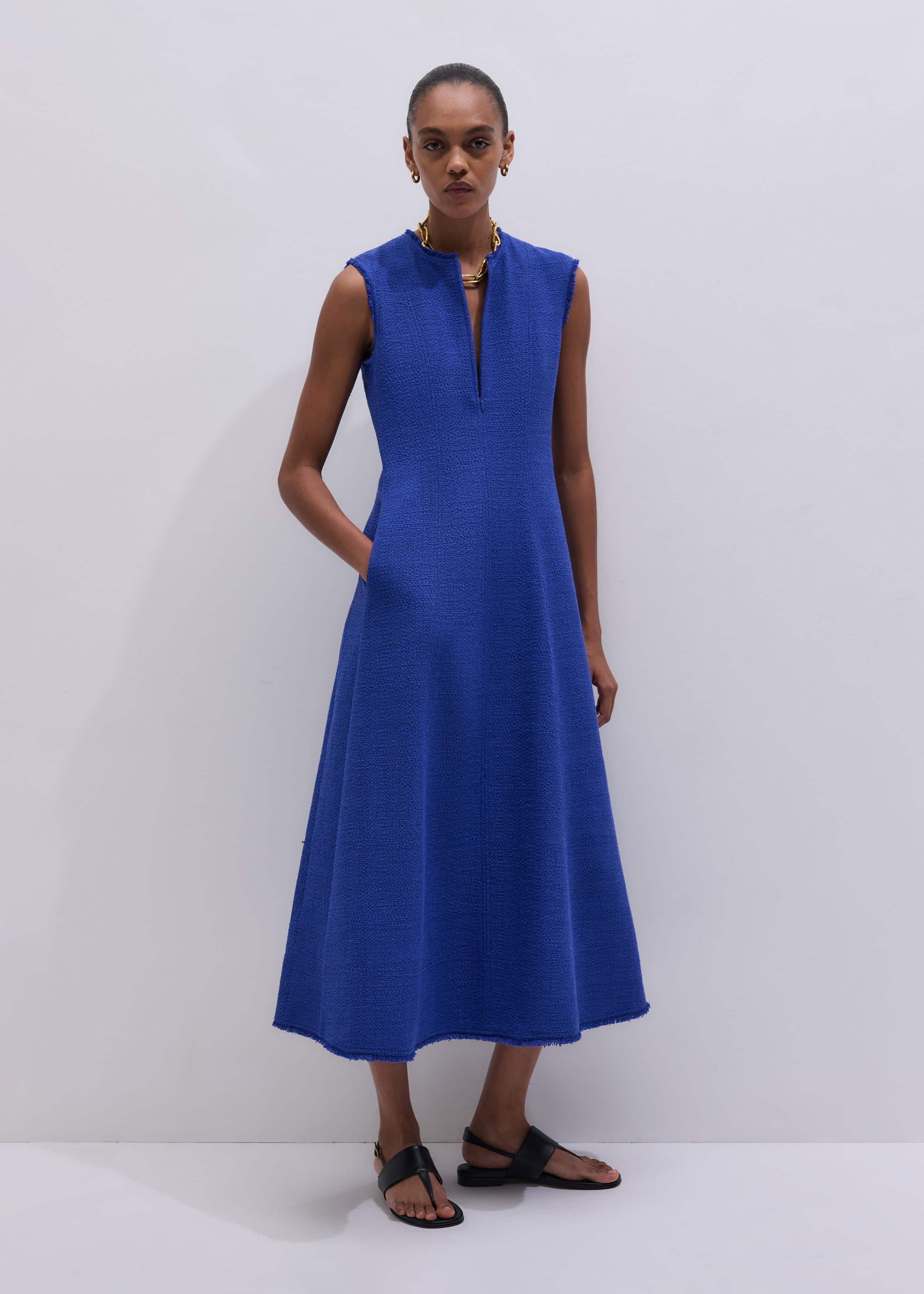 Blue Desk-To-Dinner Fit And Flare Maxi Dress meandem
