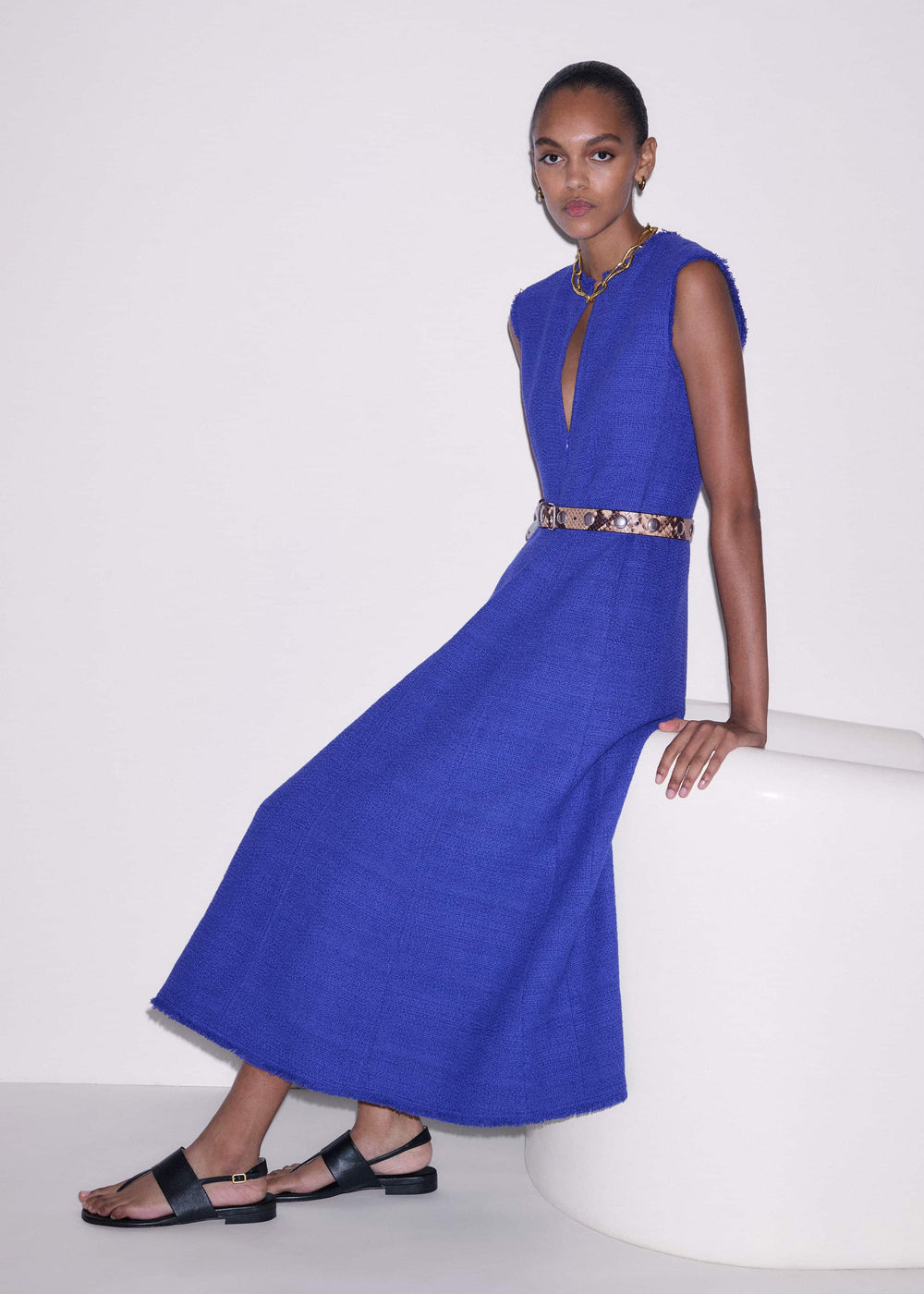 Blue Desk-To-Dinner Fit And Flare Maxi Dress meandem