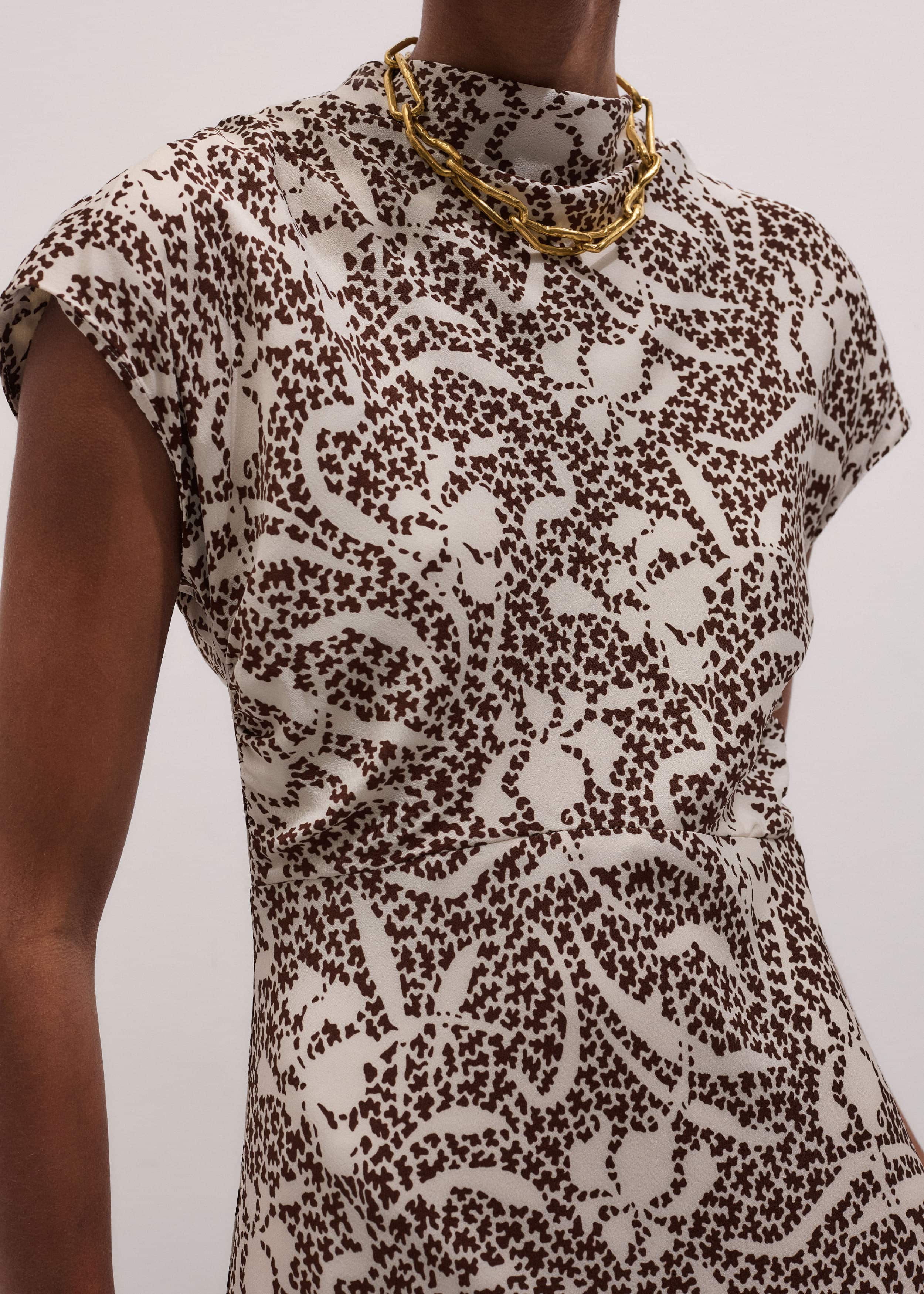 Brown Speckled Bloom Print Bias Cut Maxi Dress meandem