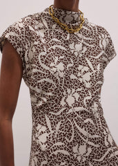 Brown Speckled Bloom Print Bias Cut Maxi Dress meandem