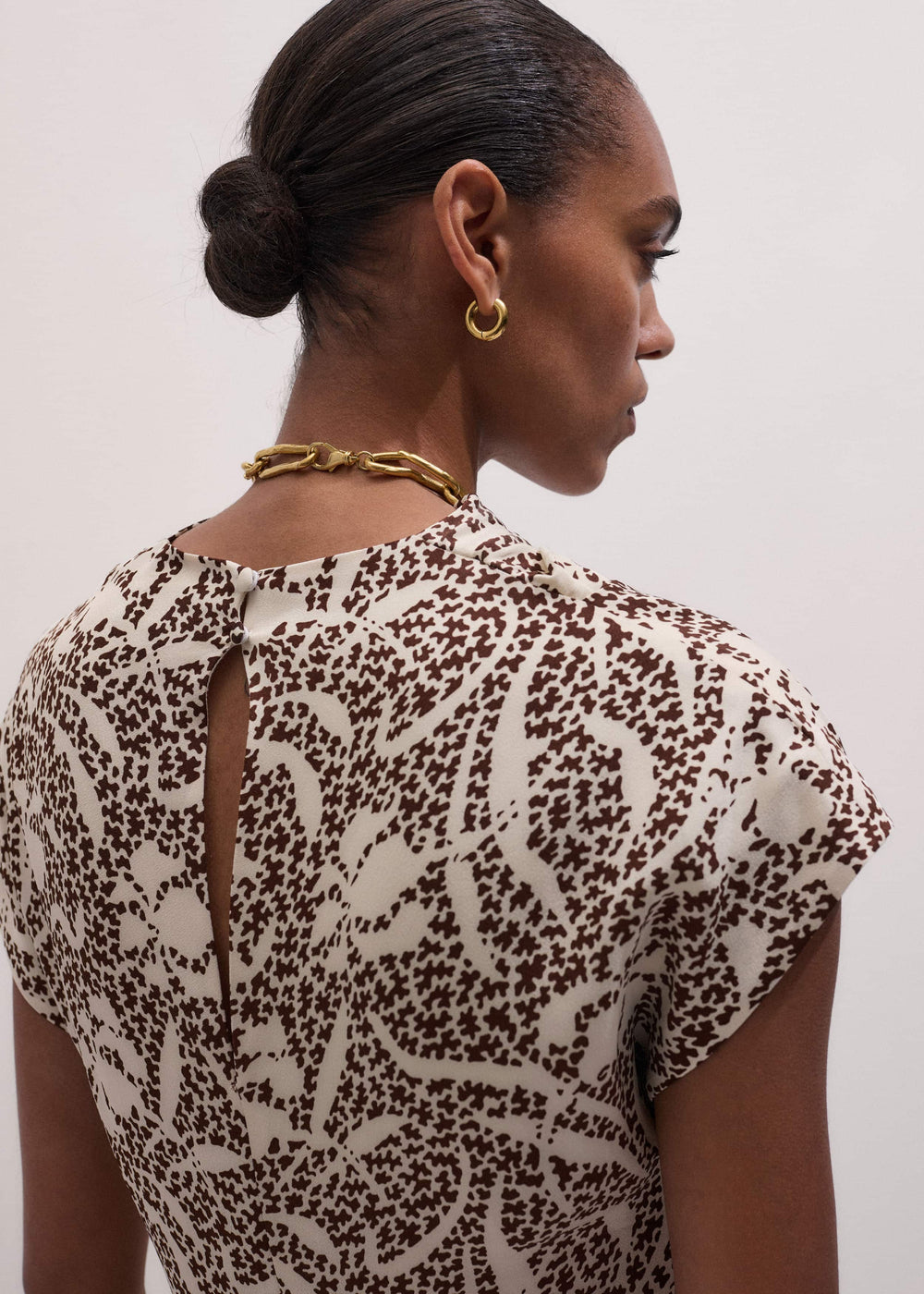 Brown Speckled Bloom Print Bias Cut Maxi Dress meandem