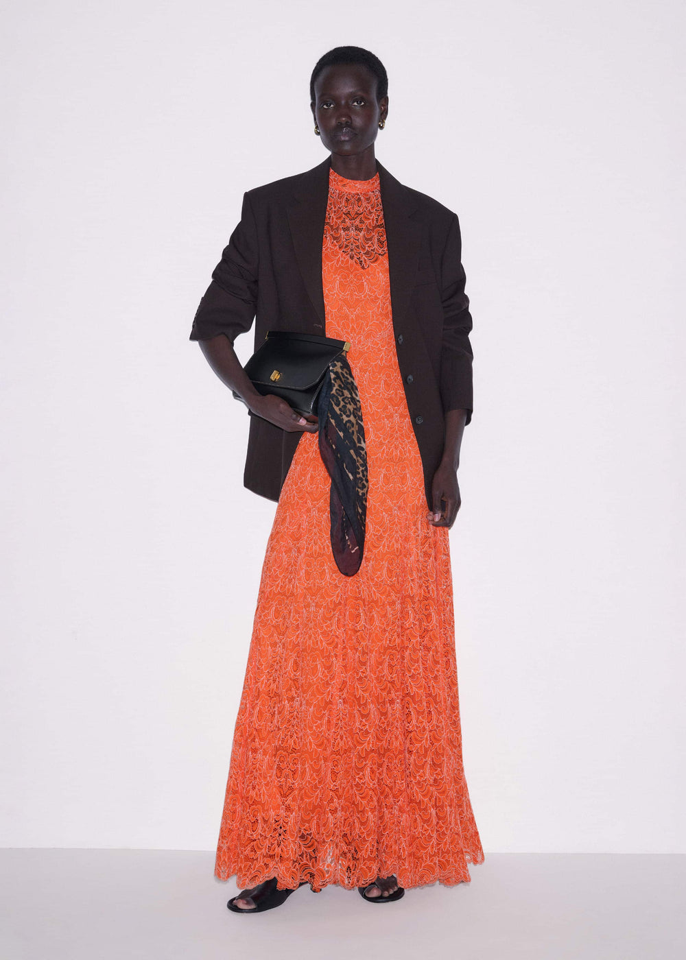 Orange Two Tone Full Length Dress meandem