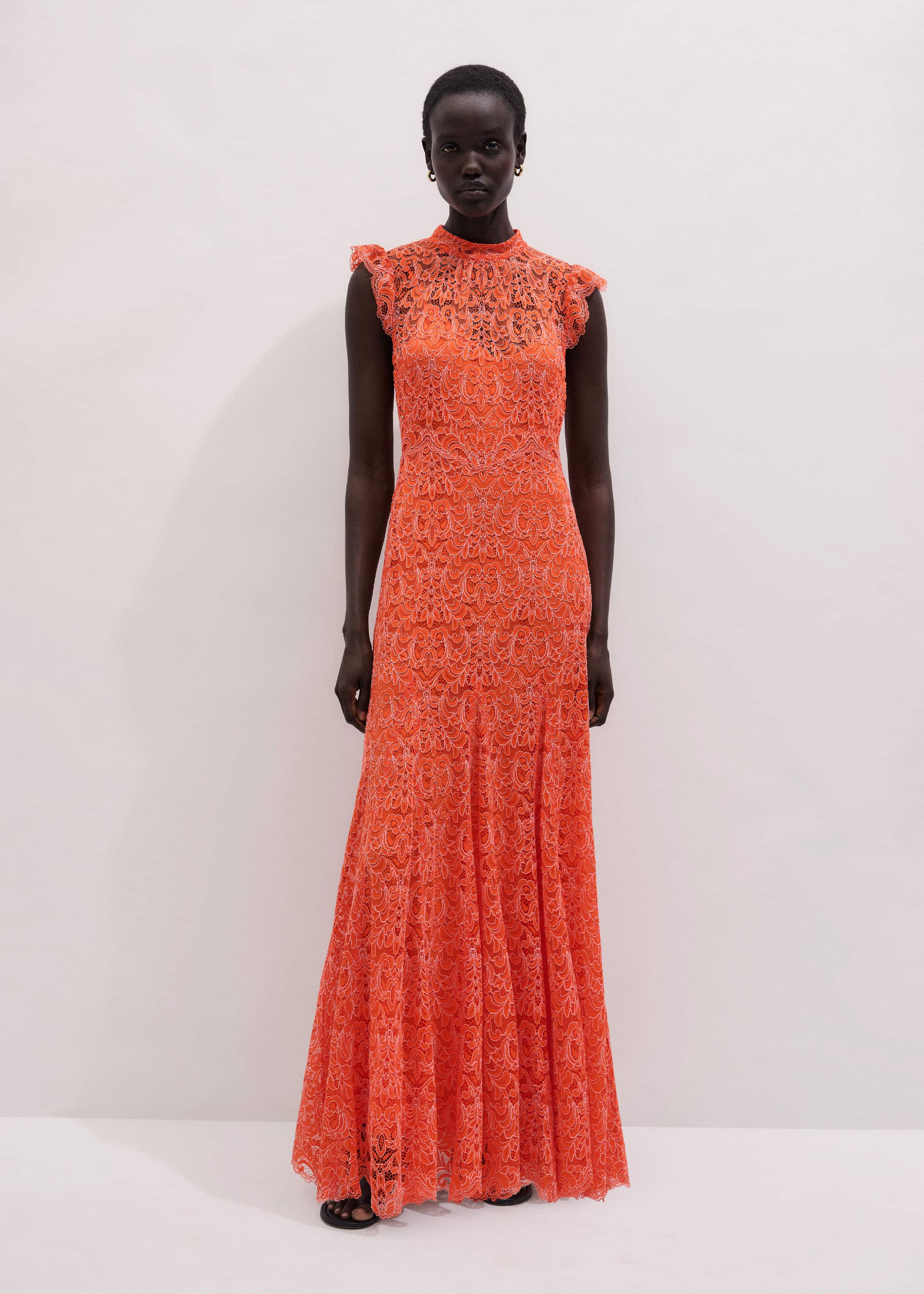 Orange Two Tone Full Length Dress meandem
