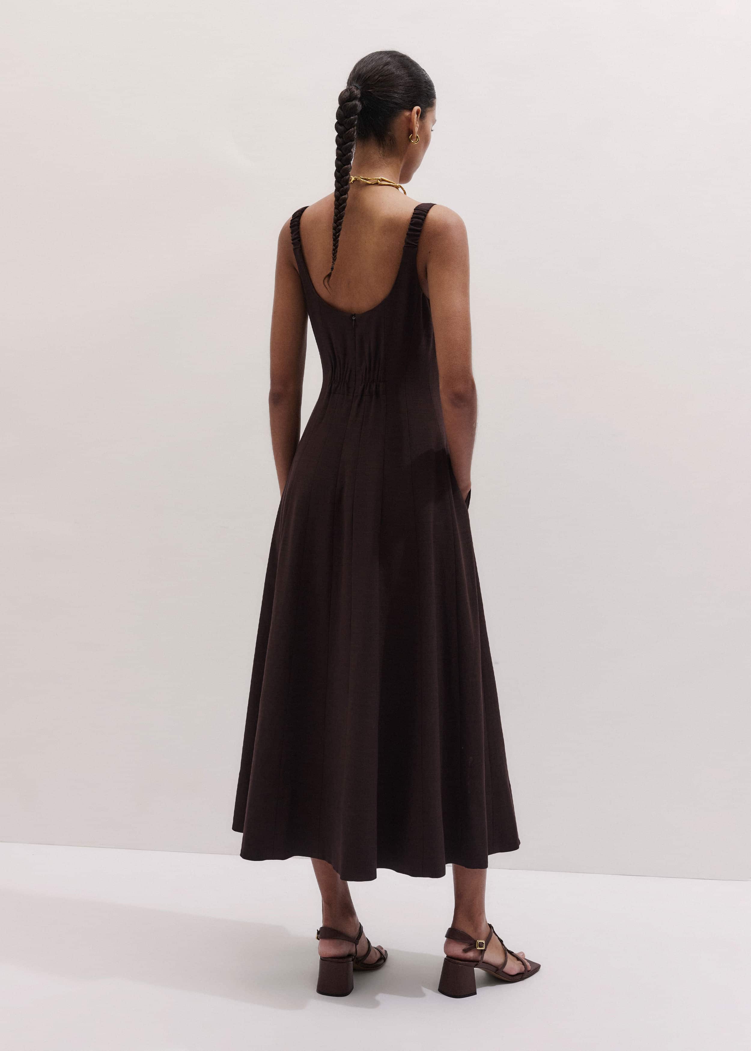 Red Contour Seam Fit + Flare Maxi Dress meandem