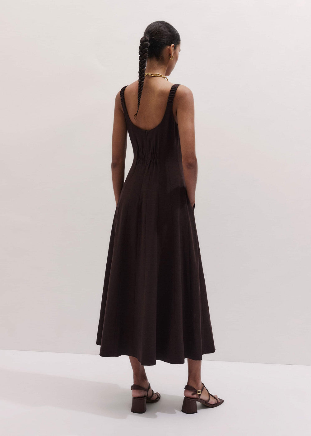 Red Contour Seam Fit + Flare Maxi Dress meandem