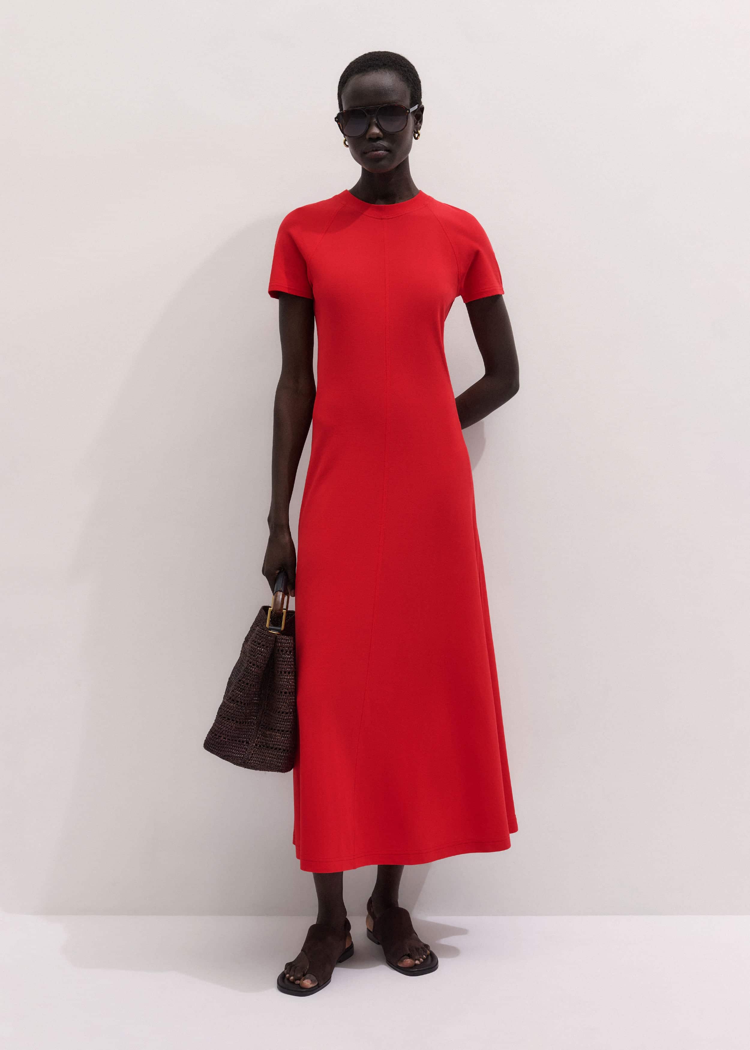 Red Raglan Sleeve Maxi Dress meandem