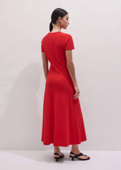 Red Raglan Sleeve Maxi Dress meandem