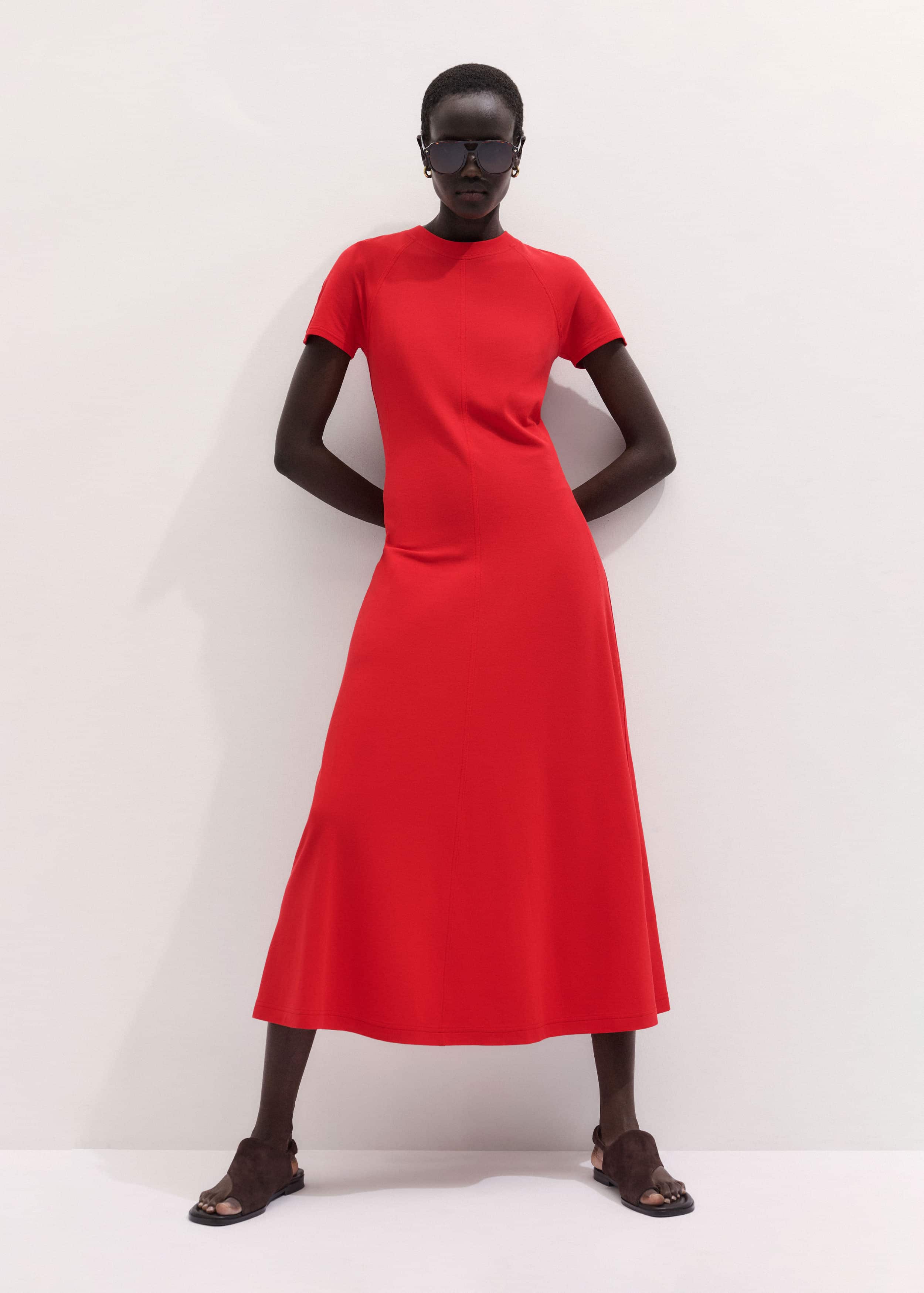 Red Raglan Sleeve Maxi Dress meandem