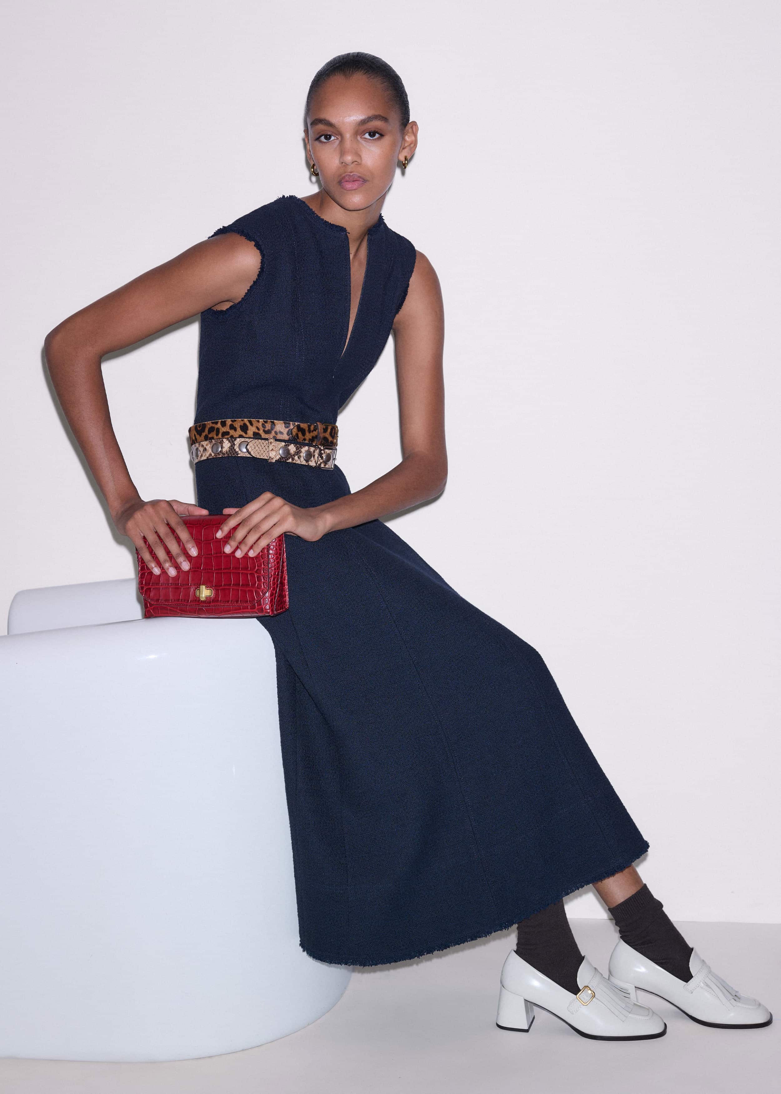 Navy Desk-To-Dinner Fit + Flare Maxi Dress meandem