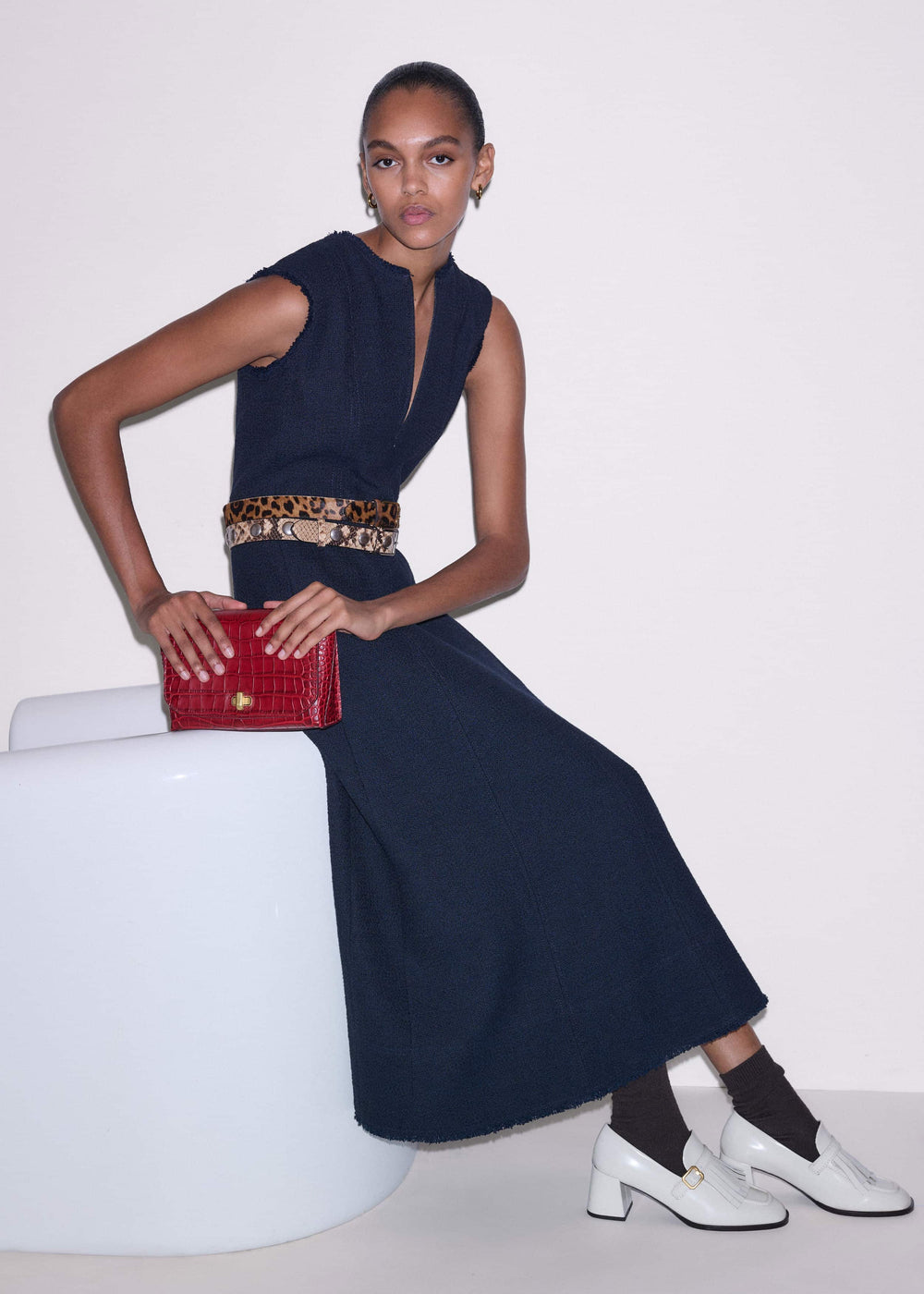 Navy Desk-To-Dinner Fit + Flare Maxi Dress meandem