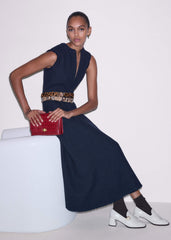 Navy Desk-To-Dinner Fit + Flare Maxi Dress meandem