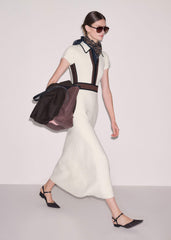 Cream Milano Knit Collared Fit + Flare Maxi Dress meandem