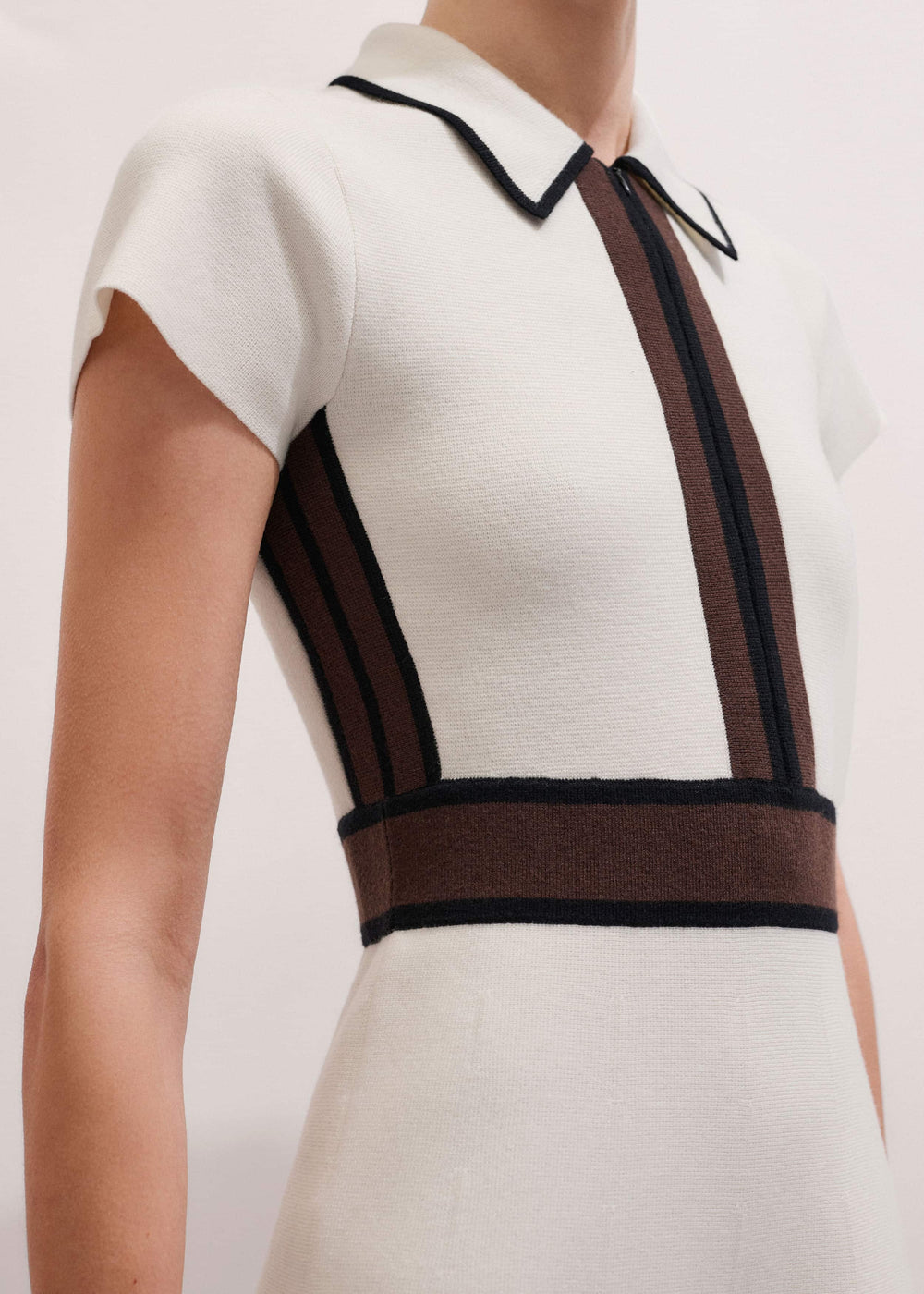 Cream Milano Knit Collared Fit + Flare Maxi Dress meandem
