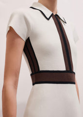 Cream Milano Knit Collared Fit + Flare Maxi Dress meandem