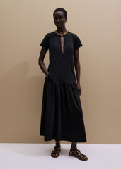 Black A-Line Tiered Maxi Dress meandem