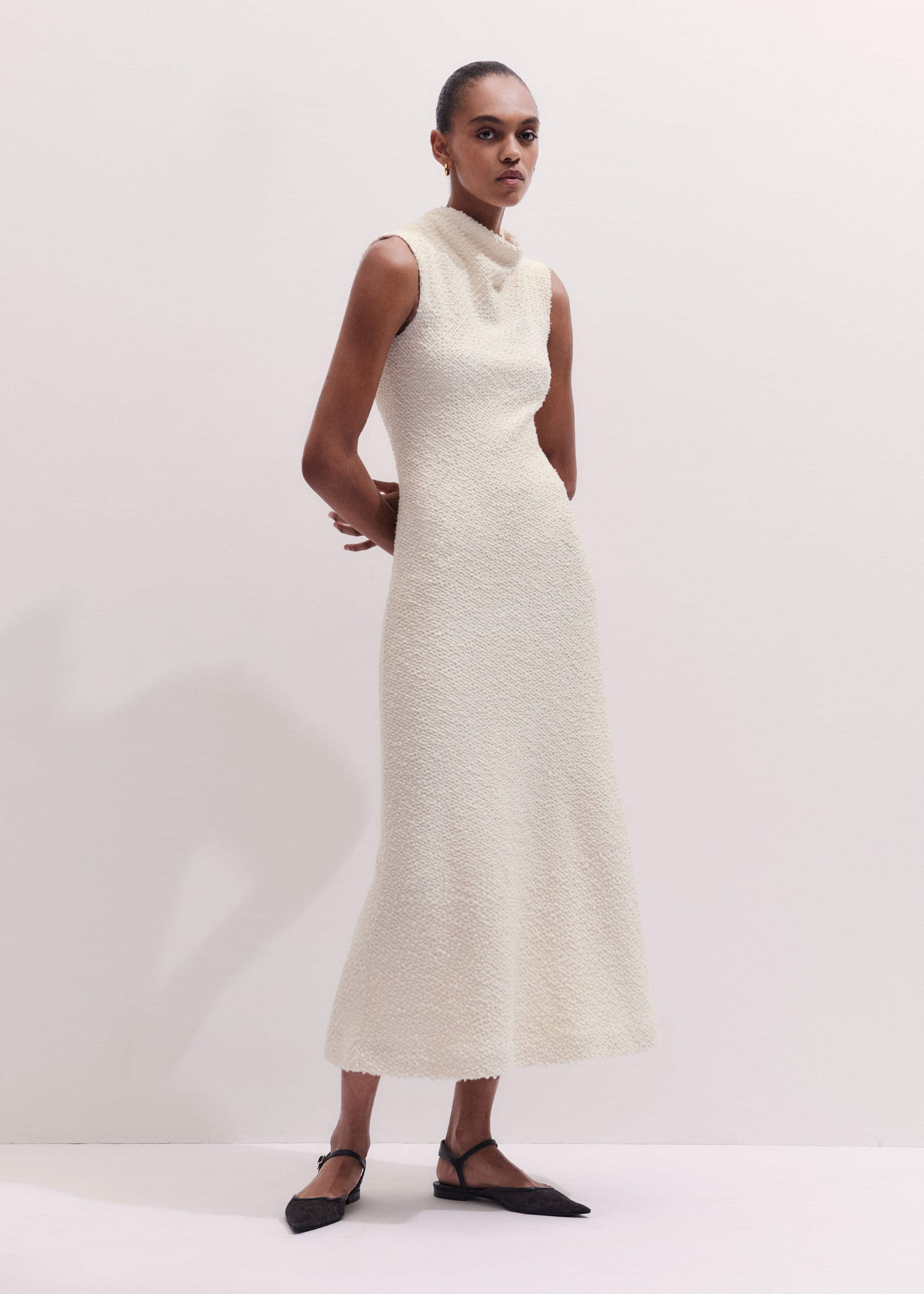 Cream Cowl Neck Fit and Flare Maxi Dress meandem