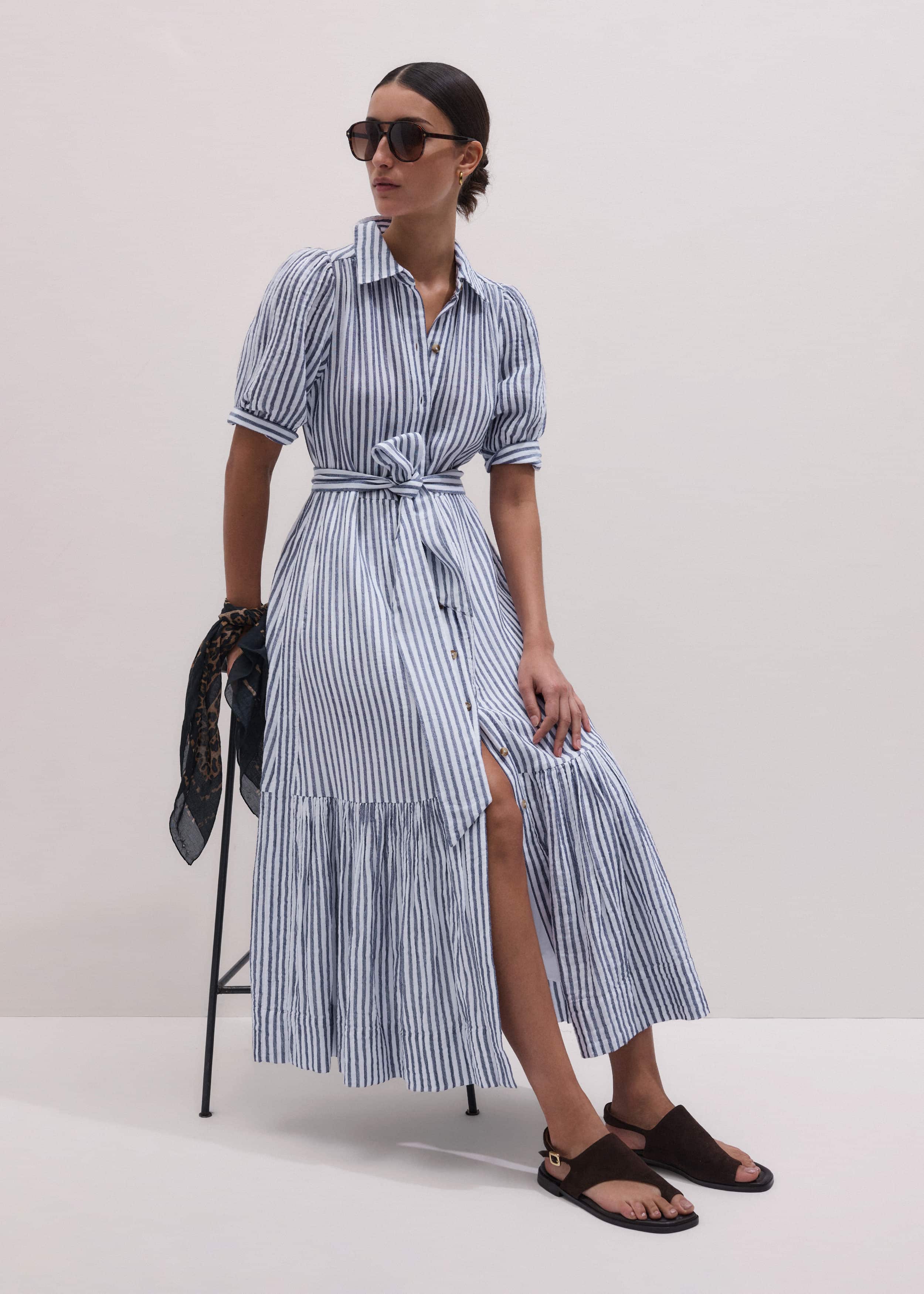 Navy Midi Shirt Dress meandem
