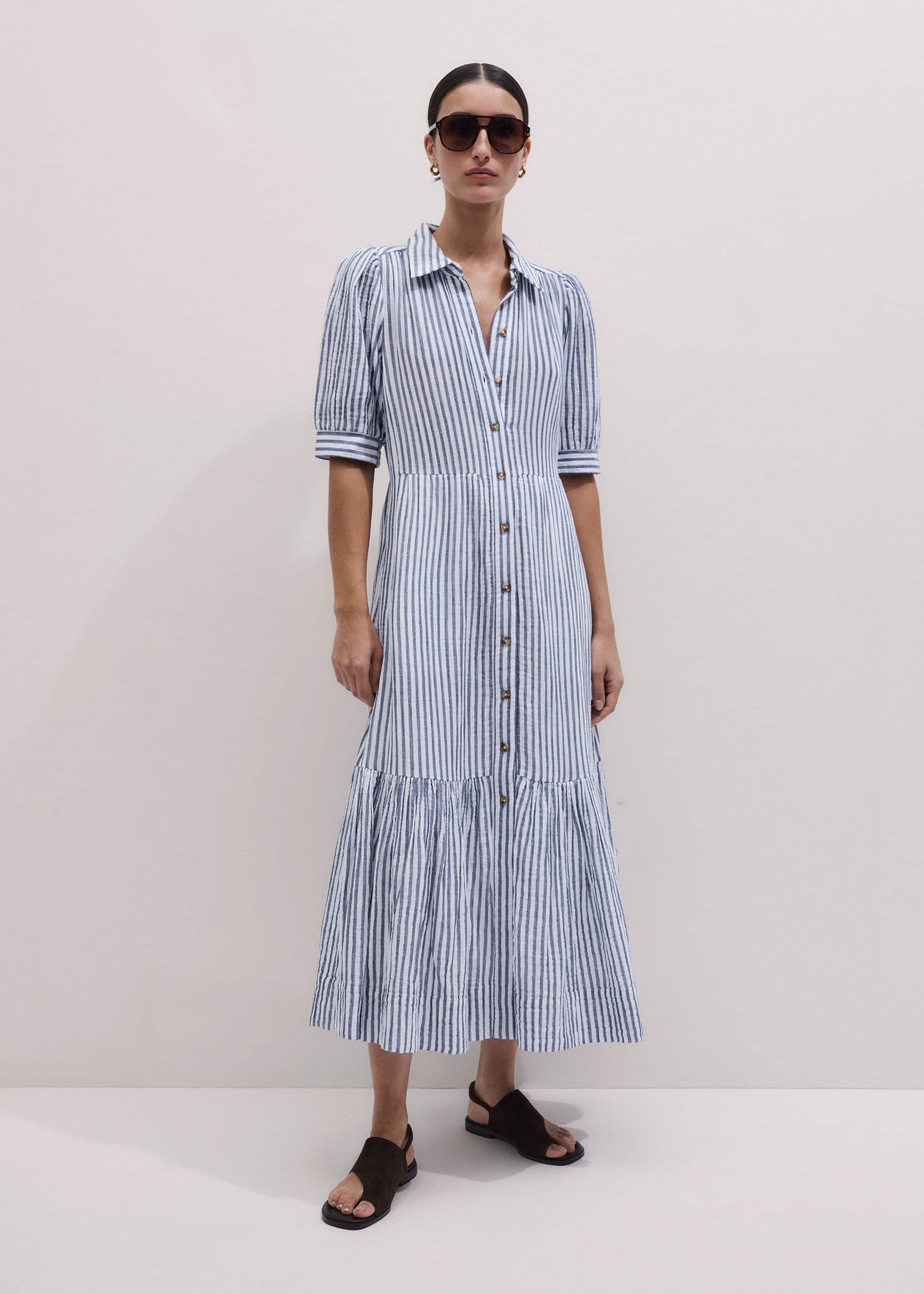 Navy Midi Shirt Dress meandem